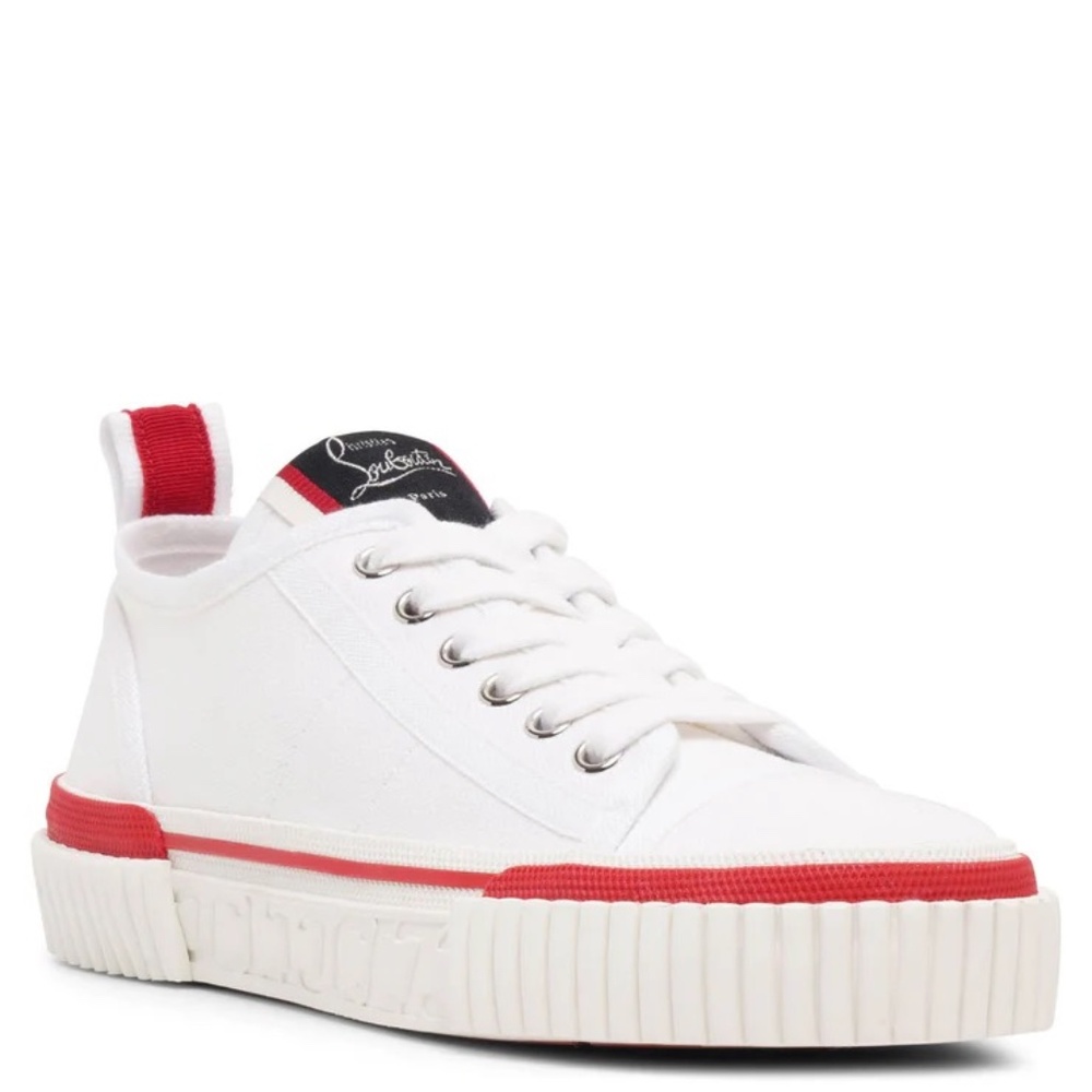 Christian Louboutin Pedro Donna Junior white canvas sneakers